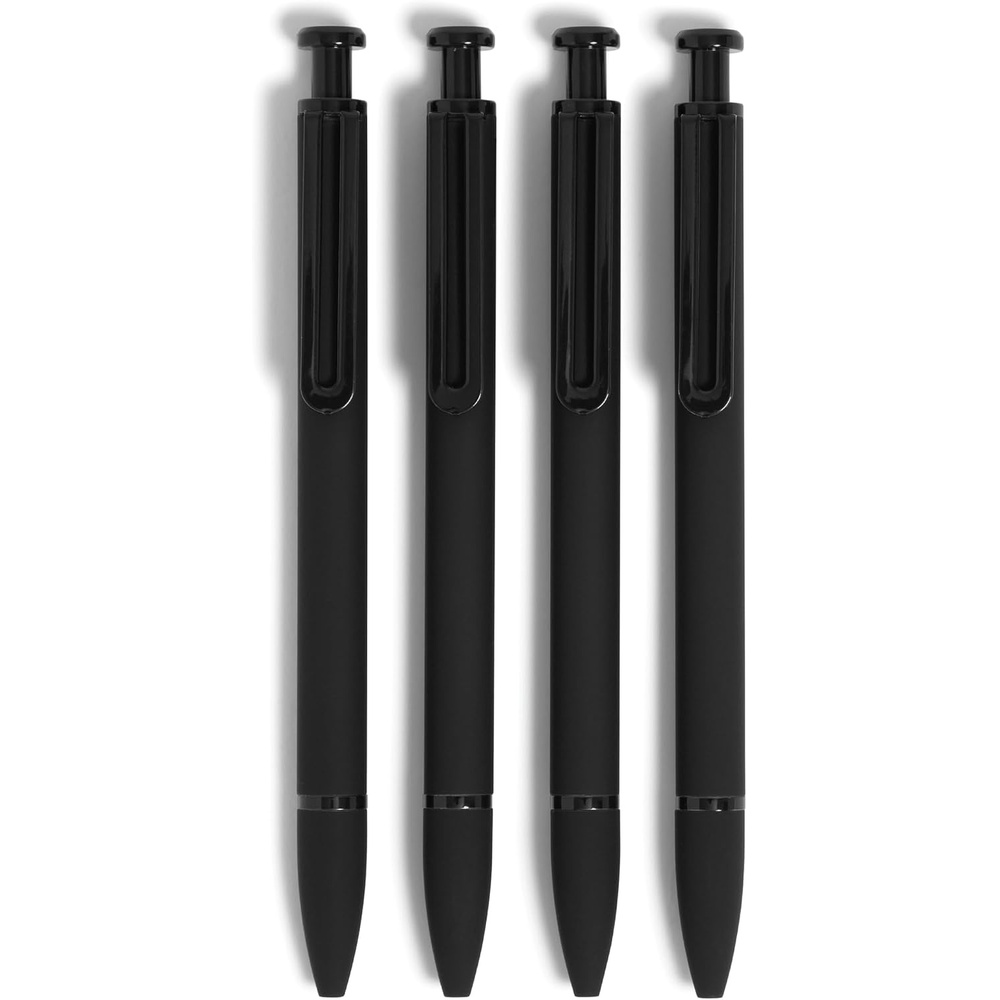 image:imageU Brands Monterey Ballpoint Pens Set of 4 Black and White With Rose Gold Details Bold 10 mm Point Black InkMidnight Black