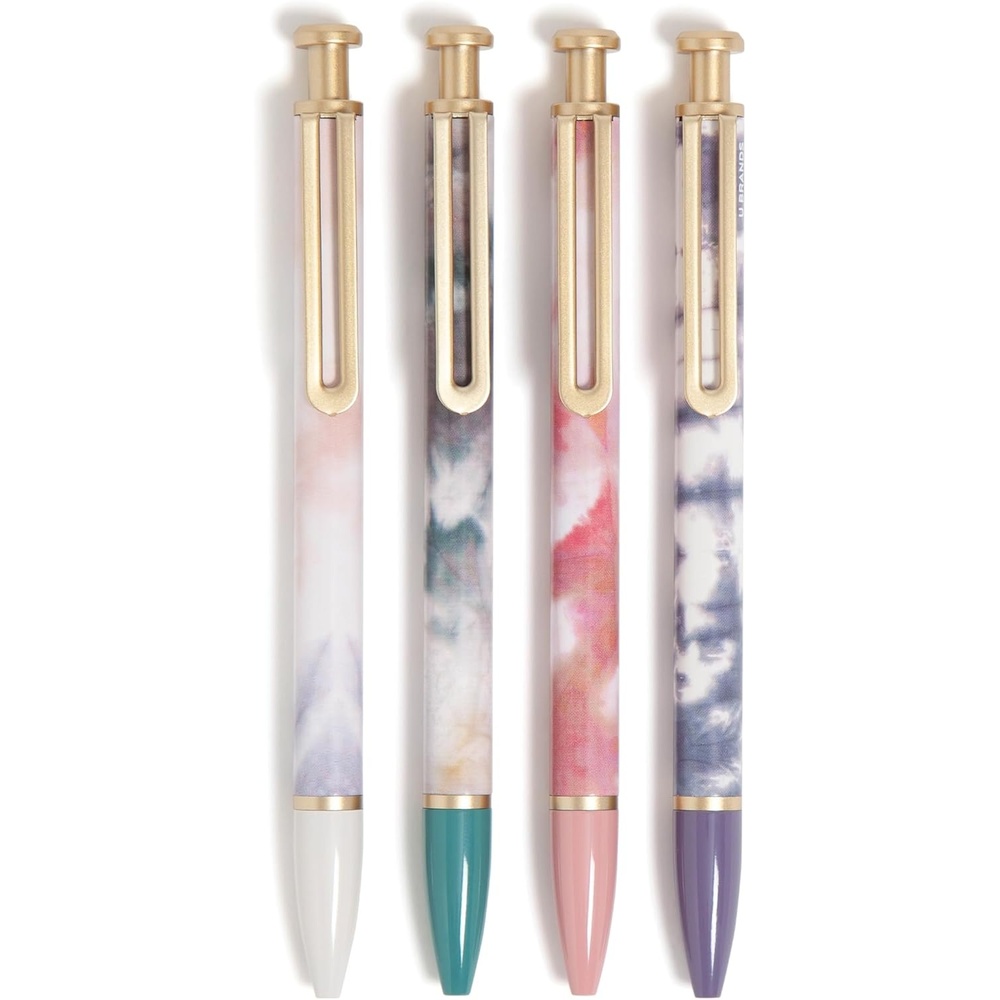 image:imageU Brands Monterey Ballpoint Pens Set of 4 Black and White With Rose Gold Details Bold 10 mm Point Black InkSoft Dye