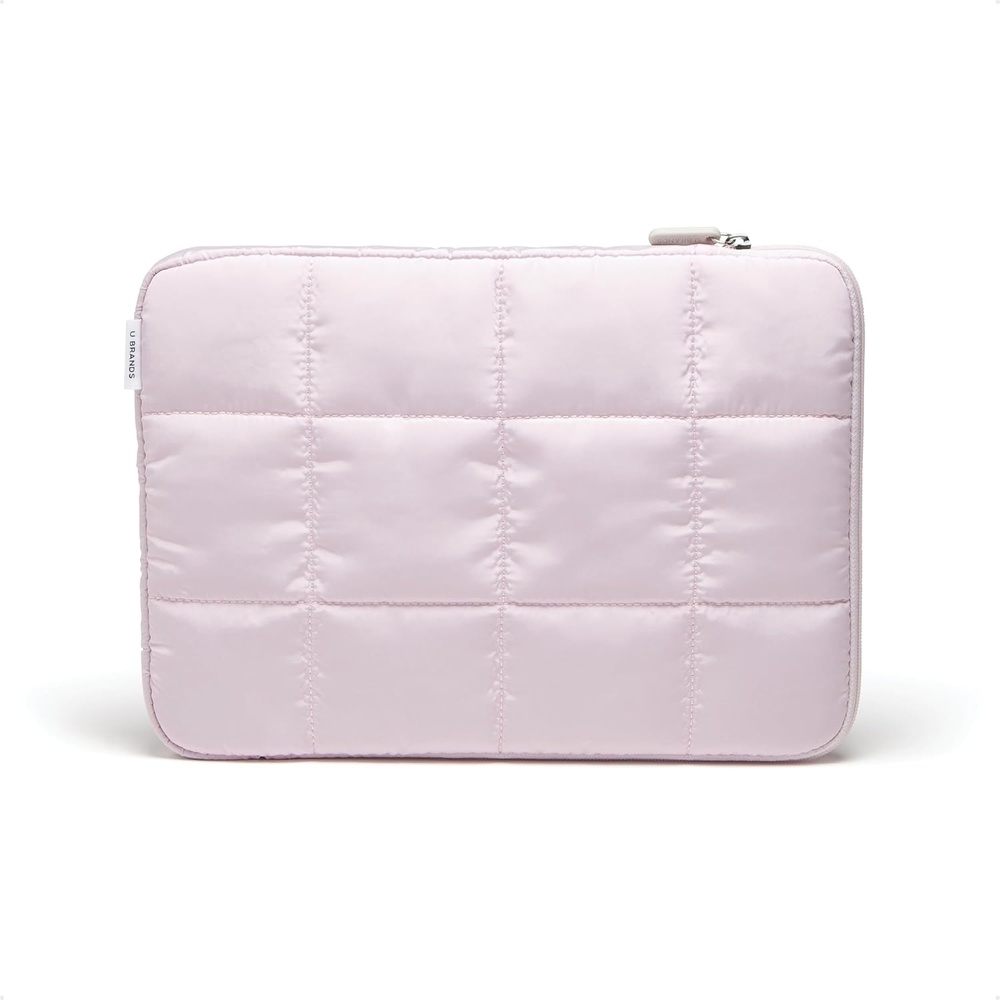 image:imageU Brands Nylon Puffy Zipping Large Laptop Sleeve 105 x 15 MacBook Bag Laptop Case for MacBook Pro MacBook Air Chromebook HP Computer Matcha GreenPetal Pink