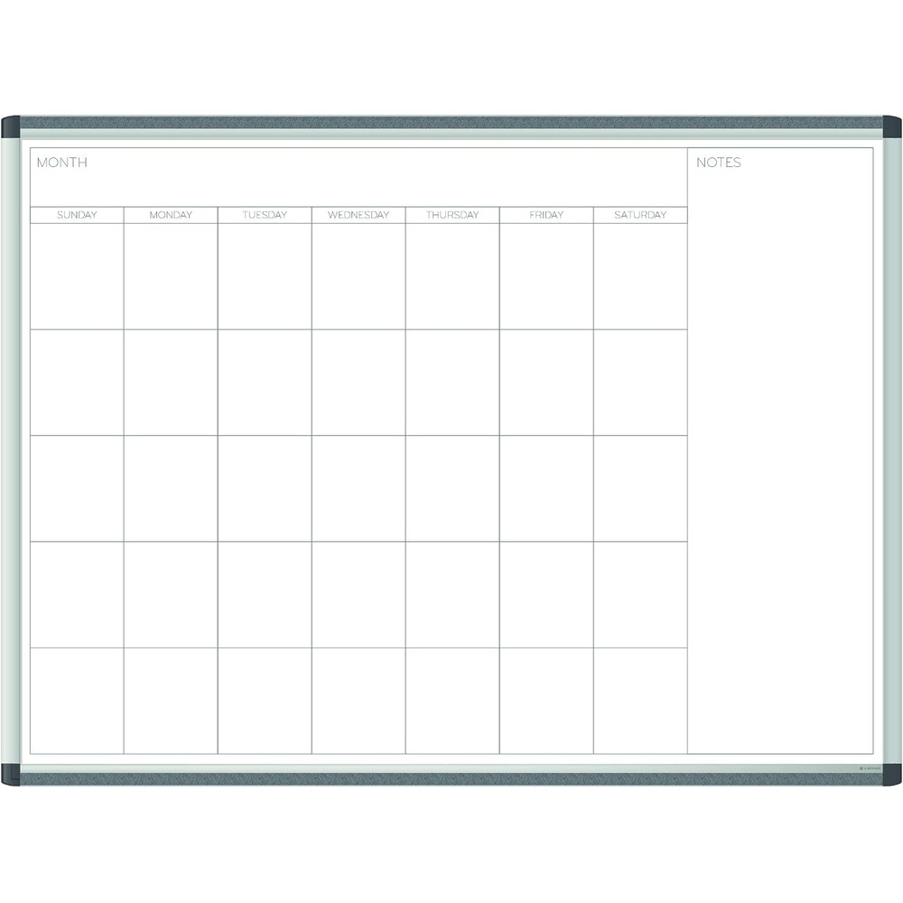 image:imageU Brands PINIT Magnetic Dry Erase Monthly Calendar White Board with Cork Pin Strips Across The Top and Bottom 36 x 24 Inches Silver Aluminum Frame47W x 35H