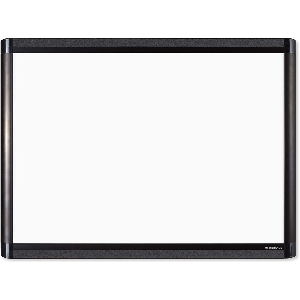 image:imageU Brands PINIT Magnetic Dry Erase White Board Black Aluminum Frame with Pin Strips Across the Top and Bottom 24 W x 18 H