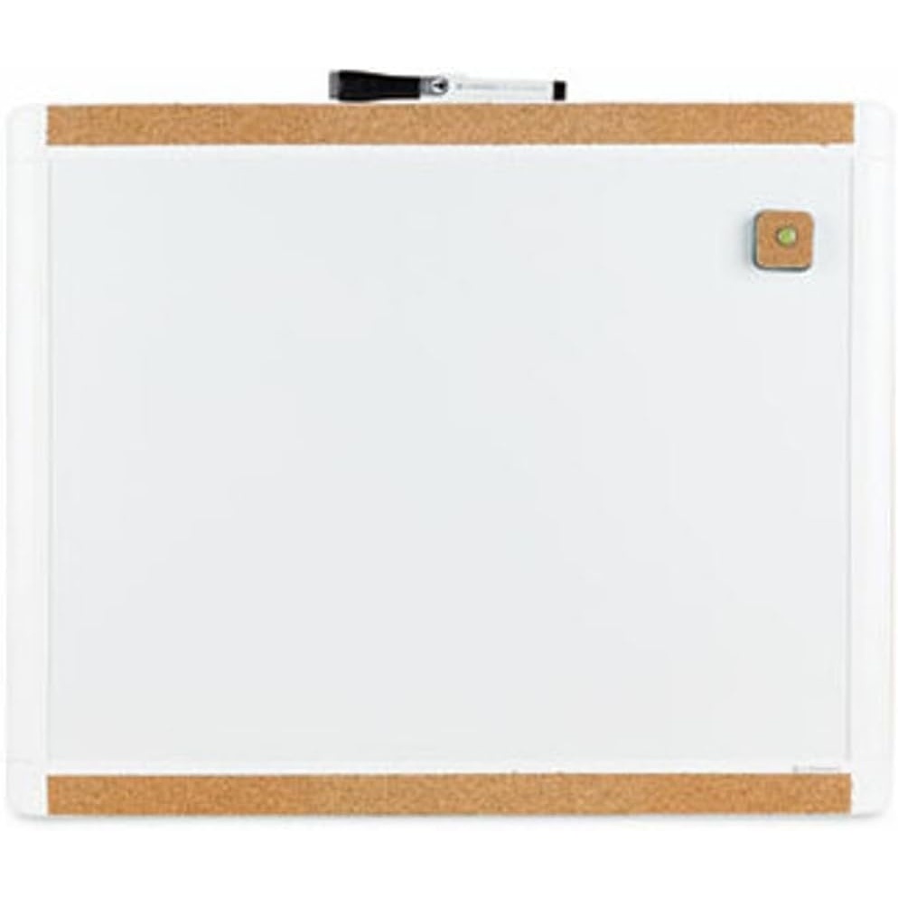 image:imageU Brands PinIt Combination Dry Erase Board White Board with White Frame Office Supplies Includes Marker and Magnet 16 x 20