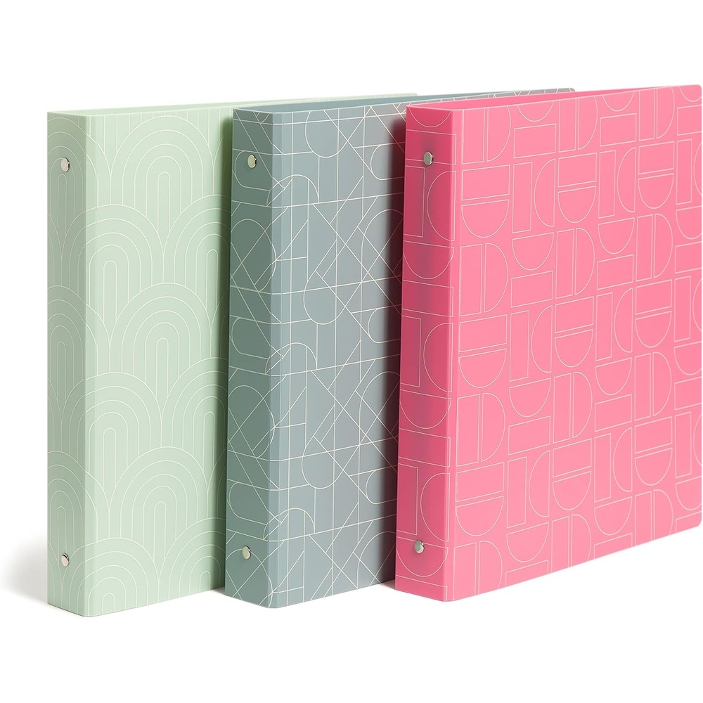 image:imageU Brands Poly Performance Artistic Marks Fashion 1 Binders Green Blue and Pink Silver Metal ORings 3 Count