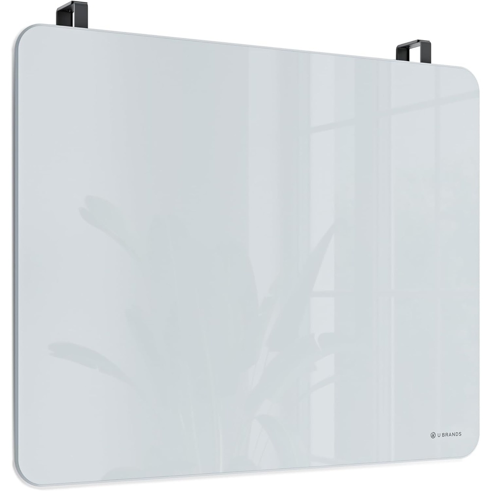 image:imageU Brands Square Magnetic Glass Dry Erase Board Only for use with HIGH Energy Magnets 12 x 12 Inches Frameless Marker Included 2343U0001 White20W x 16H