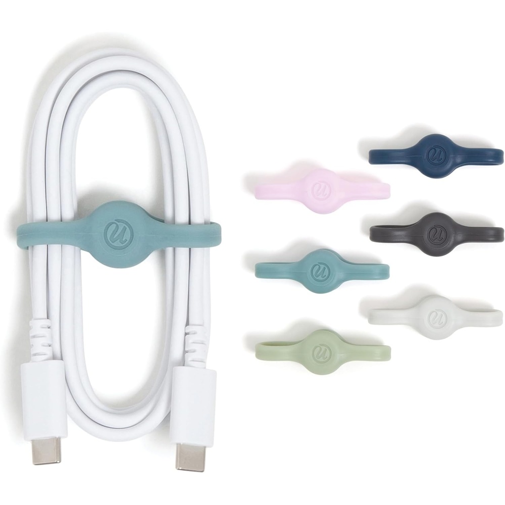 image:imageU Brands Tech Classics Magnetic Silicone Cord Wraps 6 Pack Assorted Colors Cable Management Organizer Silicone Cable Ties for Desk Office and Travel