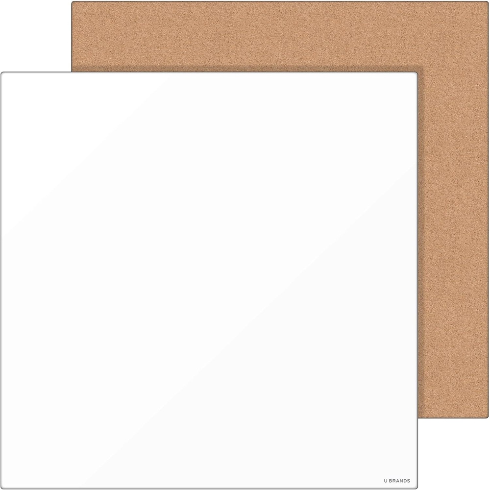 image:imageU Brands Tile Whiteboard and Bulletin Board Value Pack with Undated One Month Calendar 14 x 14 2 PiecesSilver