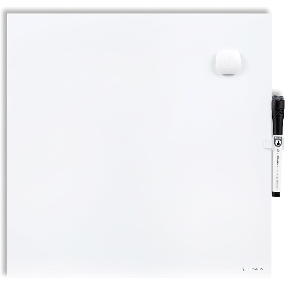 image:imageU Brands Tile Whiteboard and Bulletin Board Value Pack with Undated One Month Calendar 14 x 14 2 PiecesWhite
