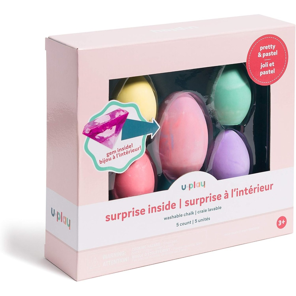image:imageU Brands U Play Gem Surprise Inside Chalk Eggs Washable Multicolored 5 Pieces and 1 ToyGem