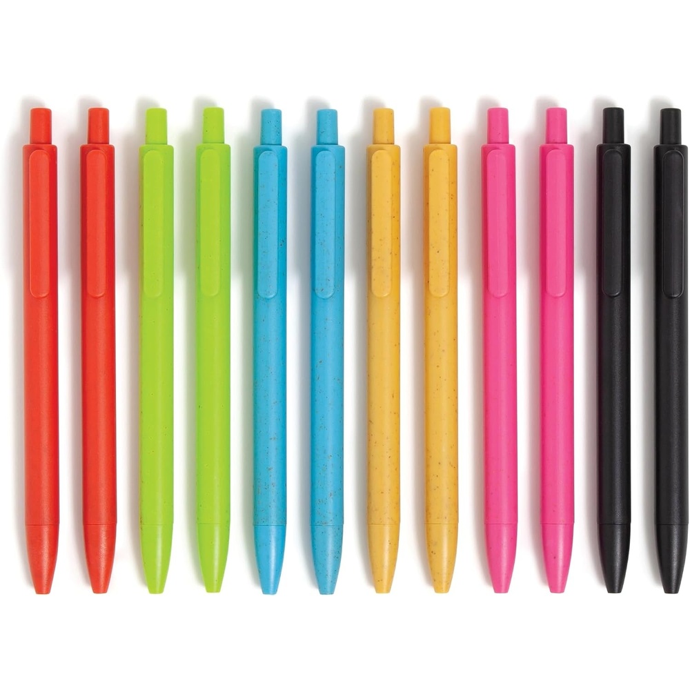 image:imageU Brands UEco Ballpoint Click Pens with Refills Set of 8 Core Speckle Medium 07 mm Point Black InkBold and Bright