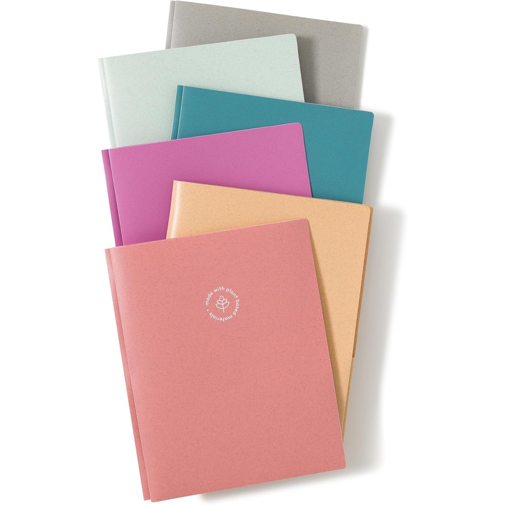 image:imageU Brands UEco Poly 2Pocket Pronged Folders Set of 12 Assorted Brights Builtin Metal Prongs Letter Size 6599U0112