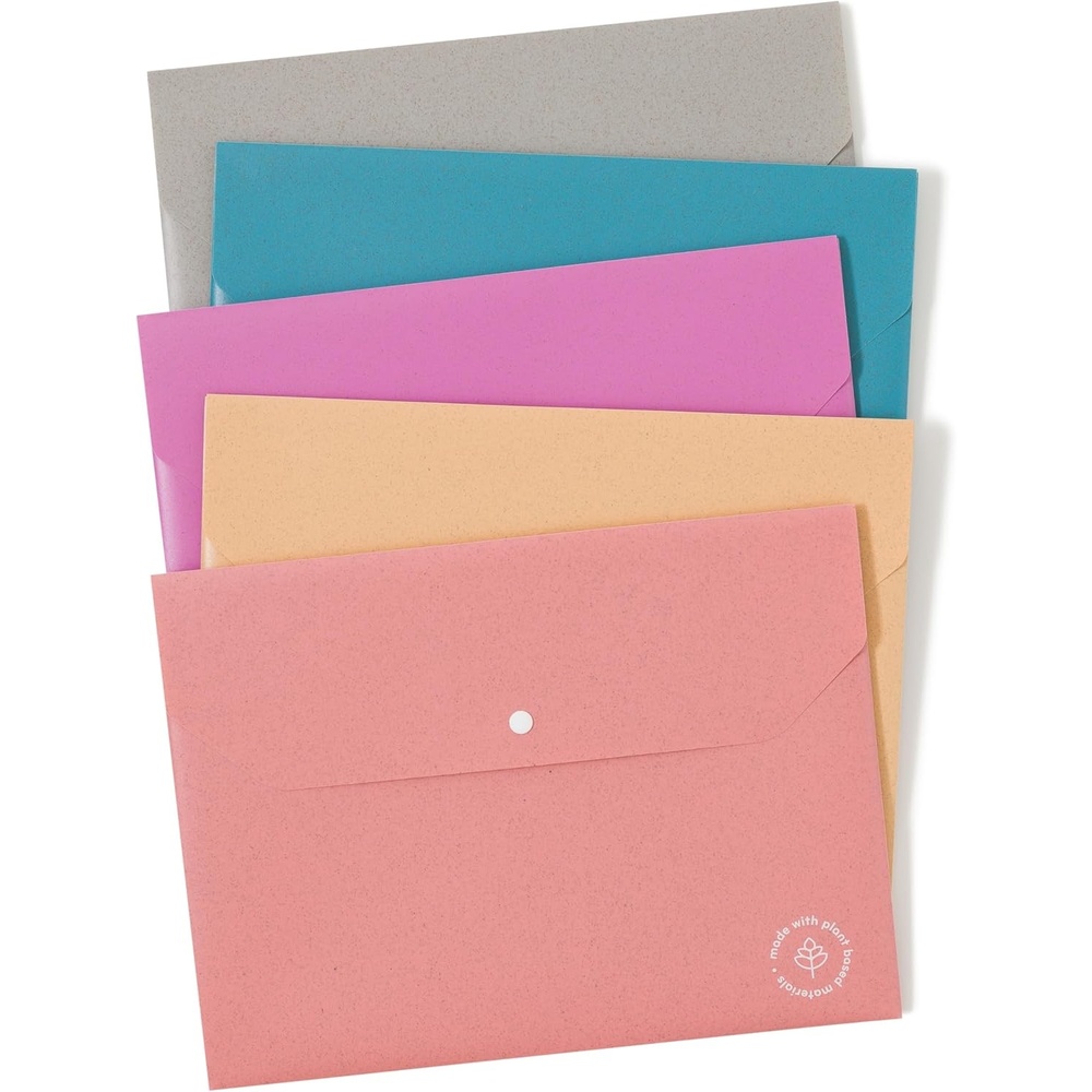 image:imageU Brands UEco Poly Document Holders Set of 10 Assorted Brights Single Pocket Letter Size 6601U0112Letter