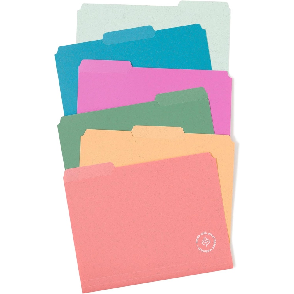 image:imageU Brands UEco Poly File Folders Set of 24 Assorted Brights 13Cut Tabs 100 Recycled Paper Labels 6597U0112
