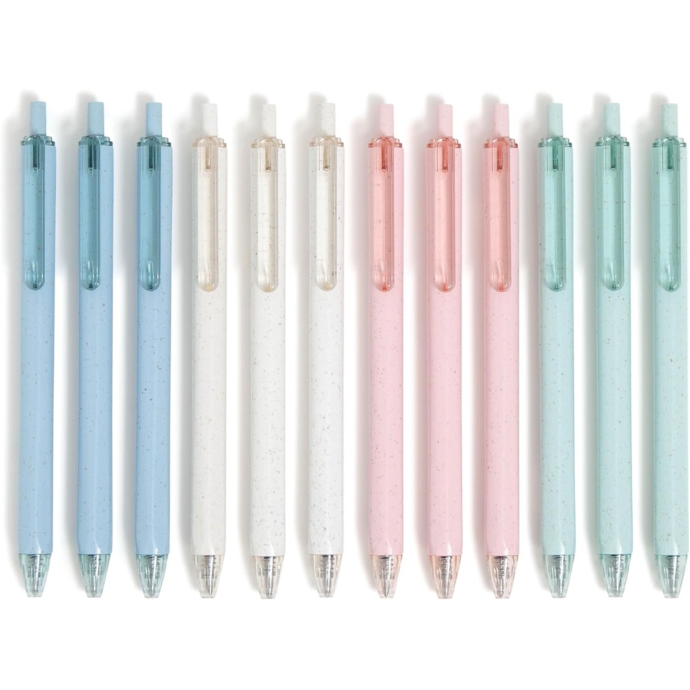 image:imageU Brands UEco Recycled Gel Pens Retractable Black Ink Pens Set of 4 Medium 07mm Point Smooth Writing Gel Ink Pastel Speckle Barrel Office School Supplies12 Count Pack of 1