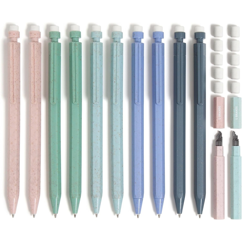 image:imageU Brands UEco Recycled Mechanical Pencil Set Bulk Mechanical Pencils 07mm Speckled Hex Brights Medium Lead School Supplies 6 Pack1 Count Pack of 10