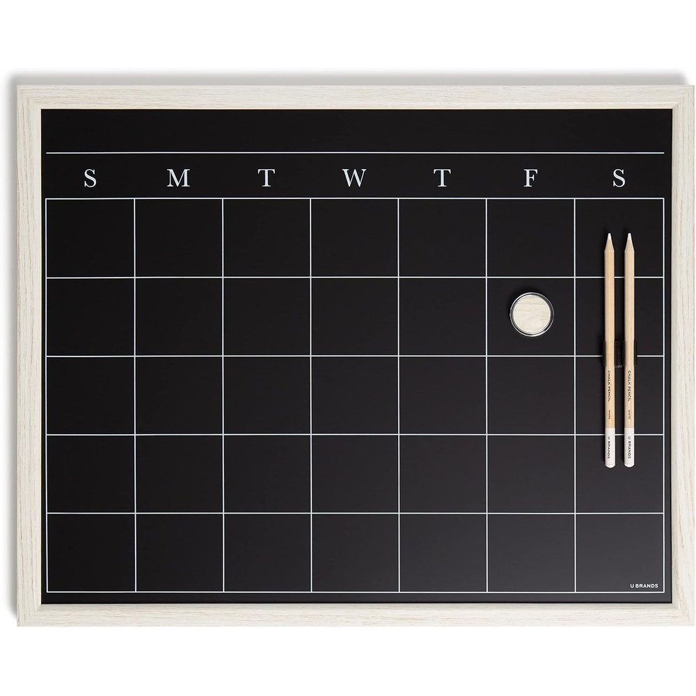 image:imageU Brands White Wash Frame Chalkboard Calendar White Board Set Office Supplies with Magnet Chalk Pencils 16 x 20 4 Pieces