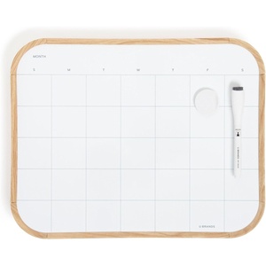 U Brands 11 x 14 Modern Bevel Dry Erase Calendar Board, Wood Grain Print, Monthly Planner, Includes Magnetic Marker and Magnet(Wood Grain)