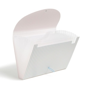 U Brands 13 Pocket Poly Expandable File, 13″ x 9.65″ x 1.5″, Muted Prep Blue Stripes, Letter Size