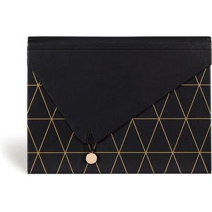 U Brands 13-Pocket Expanding File Folder, Office Supplies, Citrus Squeeze, Brass Hardware, FSC Certified(Black/Gold Geometric)