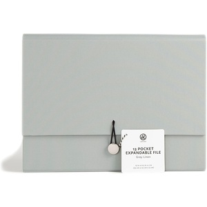 U Brands 13-Pocket Expanding File Folder, Office Supplies, Citrus Squeeze, Brass Hardware, FSC Certified(Grey)