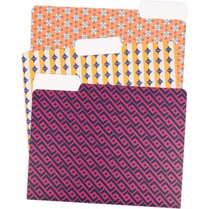U Brands 3 Tab File Folders, Modern + Classic, 24 Count(Vintage Geo)