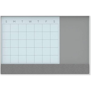 U Brands 3N1 Magnetic Glass Dry-Erase Monthly Calendar Board, 36″ x 48″ Inches, White/Grey Surface, White Aluminum Frame(24″W x 18″H)