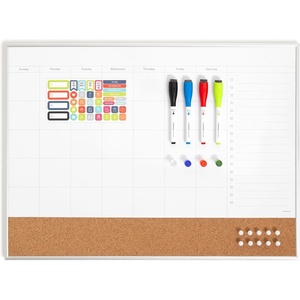 U Brands 4-in-1 Dry Erase Calendar Planner White Board, Office Supplies, with Markers, Magnets and Push Pins, 16” x 20”(23″W x 17″H)
