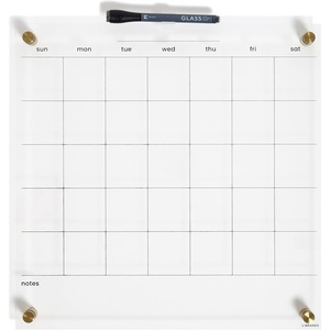 U Brands Acrylic Monthly Dry Erase Calendar White Board, Clear with Gold Finish Hardware, 16” x 16”