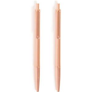 U Brands Avalon Electroplated Rose Gold Gel Pens, Set of 2 with 2 Refills, 0.7mm Medium Point, Smooth Black Ink, Durable Designer Finish(Rose Gold)