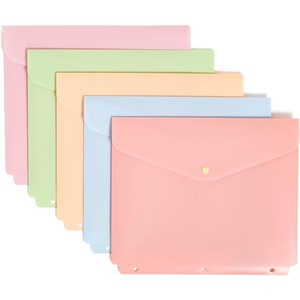 U Brands Binder Pocket, 5 Pack Super Heavyweight Poly Binder Document Holder for 3 Ring Binder Organizer, File Folders Side Loading, Letter Size, Saccharine Fields Color Pallet (7326T04-24)