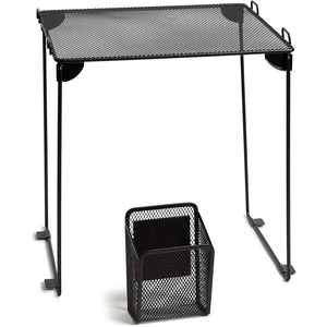 U Brands Blush Mesh Locker Organization Kit, Includes Magnetic Cup and Folding Shelf, 2 Pieces(Black)