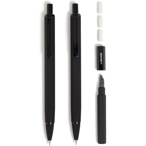 U Brands Cambria Mechanical Pencils, Set of 2, Midnight Black, Soft Touch, Medium (0.7 mm) Point, Lead and Eraser Refills(Midnight Black)
