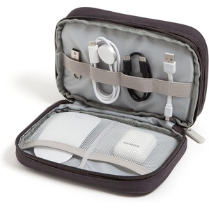 U Brands Canvas Tech Organizer Pouch 9 Compartments, 7.8 x 5 Inch Cable Organizer Bag for Travel, Cord Organizer for Cables, Earbuds, Flash Drives and Accessories – Petal(Slate Gray)