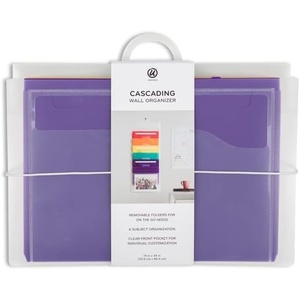 U Brands Cascading Wall Organizer, Office Supplies, Primary Colors, 6 Removable Folder Pockets, Letter Size, 14” x 34”