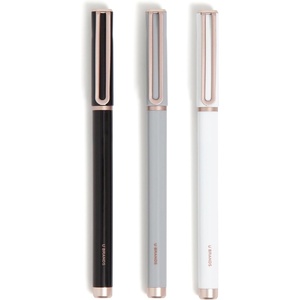 U Brands Catalina Felt Tip Pens, Set of 3, Classic Designs with Rose Gold Hardware, Medium (0.7 mm) Point, Black Ink(Neutrals)