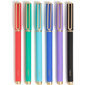 U Brands Catalina Felt Tip Pens, Set of 6 Black Ink Pens, Medium (0.7 mm) Point, Lucent Dreams(Bright Tones)