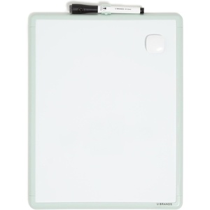 U Brands Contempo Magnetic Small Whiteboard, 11″ x 14”, White Modern Frame, Mini White Board for Students, Fridge and Locker Dry Erase Board, Includes Marker & Magnet(Sage Green)
