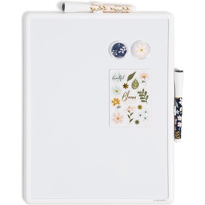 U Brands Contempo Magnetic Small Whiteboard, 11″ x 14”, White Modern Frame, Mini White Board for Students, Fridge and Locker Dry Erase Board, Includes Marker & Magnet(Fall Floral)