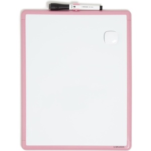 U Brands Contempo Magnetic Small Whiteboard, 11″ x 14”, White Modern Frame, Mini White Board for Students, Fridge and Locker Dry Erase Board, Includes Marker & Magnet(Blush Pink)