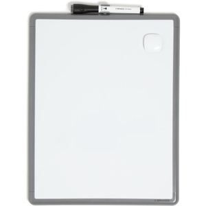 U Brands Contempo Magnetic Small Whiteboard, 11″ x 14”, White Modern Frame, Mini White Board for Students, Fridge and Locker Dry Erase Board, Includes Marker & Magnet(Gray)