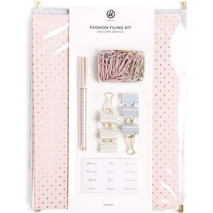 U Brands Delicate Details Fashion Filing Kit, 145 Pieces, Includes 4 Hanging Folders, 9 File Folders, 6 Binder Clips, 120 Paper Clips, 5 Sheets of File Lables and 1 Felt Tip Pen (4866U01-06)(Fashion Filing Kit)