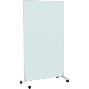 U Brands Double Sided Magnetic Glass Dry-Erase Mobile Floor Easel, 72 X 42