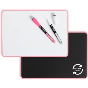 U Brands Dry Erase Lap Board Set, 12” x 9”, Small Whiteboard, Includes 6 Markers and 6 Erasers, 6 Count(1 Count Double Sided – Pink)