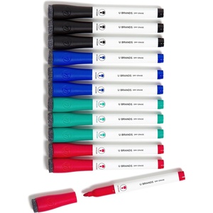 U Brands Dry Erase Markers Medium Tip Set, 4 Pack, Black, Whiteboard Pens with Medium Point and Built In Eraser Caps, Low Odor Ink, Dry Erase Markers For Classroom, Office, Or Home(12 Count – Classic Colors)
