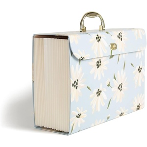 U Brands Expanding 19 Pocket Fashion File Folder, Blue Gilded Spring, 15.4” x 10.5”