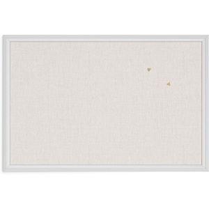 U Brands Farmhouse Bulletin Board, Linen Covered Corkboard with White Wood Frame, 30″ x 20″ (6711U00-01)(Board (New))