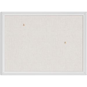 U Brands Farmhouse Linen Bulletin Board, 40″ x 30″, White Wood Style Frame, Industrial Grade Pinning Surface(24″x18″ Natural Linen)