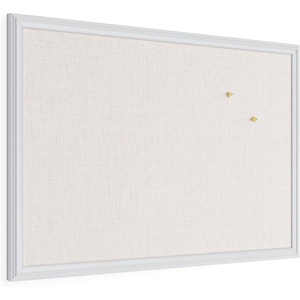 U Brands Farmhouse Linen Bulletin Board, 40″ x 30″, White Wood Style Frame, Industrial Grade Pinning Surface(30″x20″ Natural Linen)