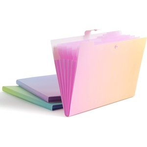 U Brands Fashion Expanding File Folder, Poly 5-Pocket Folder, Pastel Ombre, 3 Pack (3451U01-12)(Pastel Ombre)