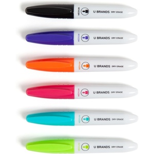 U Brands Fine Tip Dry Erase Markers, Mini Size Whiteboard Markers, Low Odor, Assorted Bright Colors, Set of 6