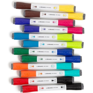 U Brands Fine Tip Dry Erase Markers with Eraser, Magnetic Double-Ended Whiteboard Markers, Low Odor, Assorted Bright Colors, Set of 12(1 Count (Pack of 12))
